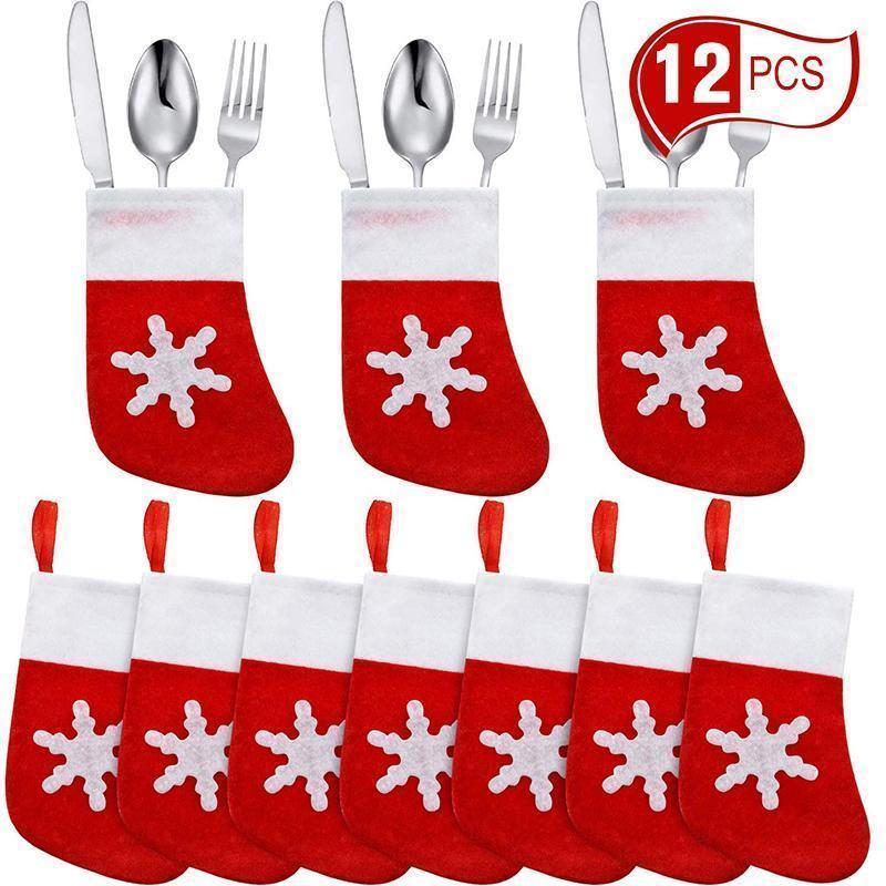 Weihnachten Tischdekoration, Schneeflockensocken für Besteck