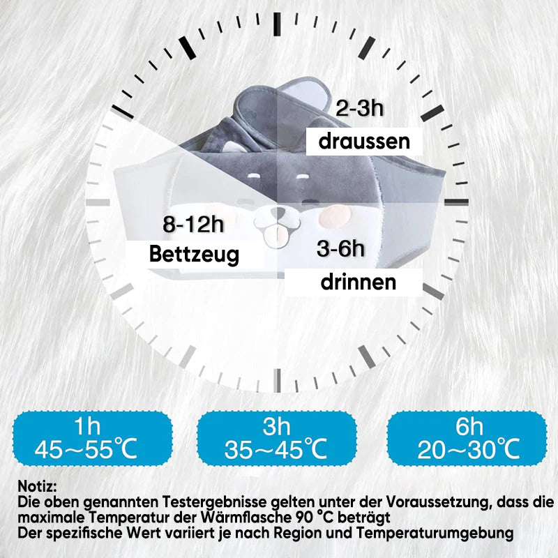 Nachfüllbarer Wärmflaschengürtel aus Plüsch