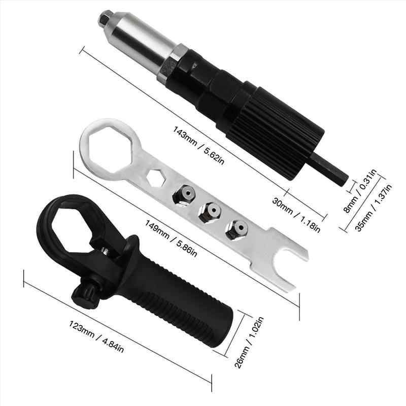 【🔥50% RABATT 🔥】Professionelles Nietpistolen-Adapter-Kit 🛠Mit 4 Stk. Verschiedene Düsenschrauben